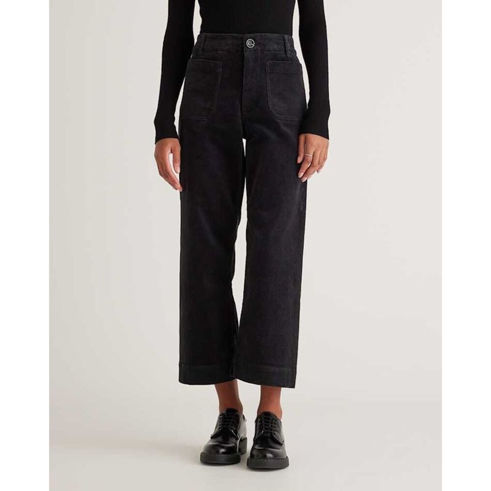 Quince Women's Organic Stretch Corduroy Cropped Wide Leg